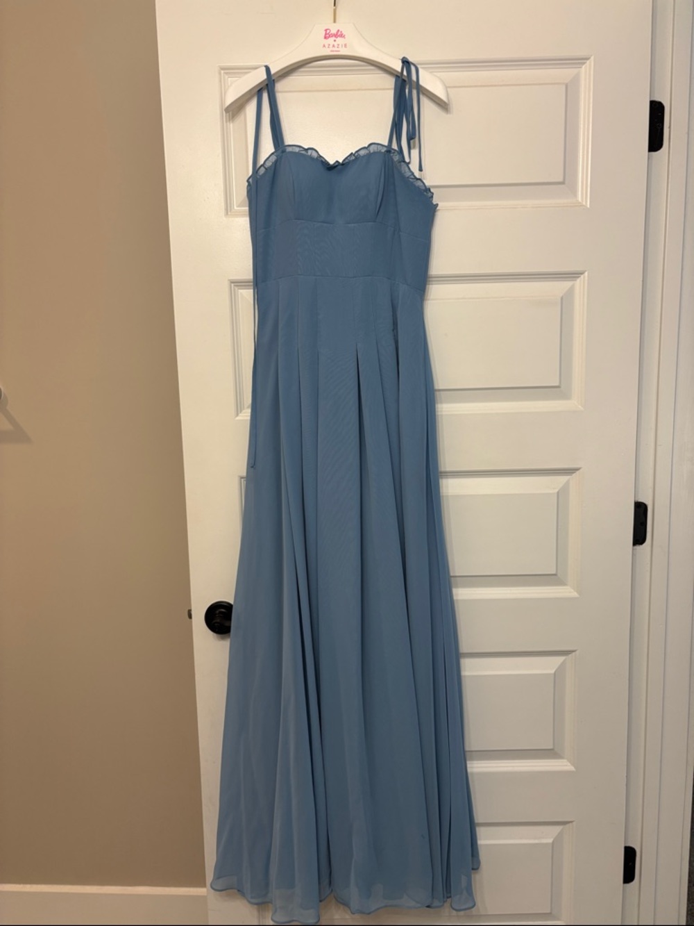 Azazie Dusty Blue Strappy Maxi Dress